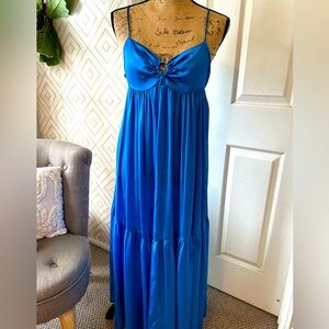 Bright blue flowy spring dress
